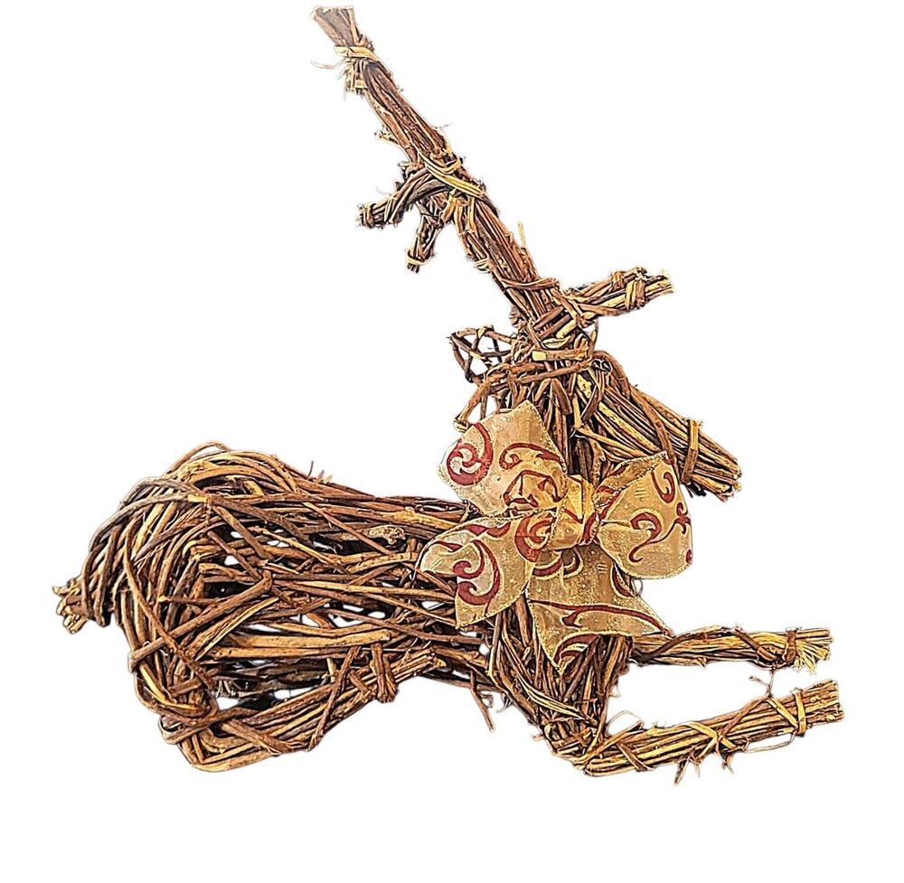 Vintage Grapevine Handmade Christmas Reindeer Deer Santa Decor Vine 17” CLO